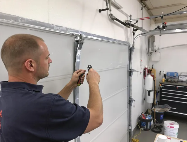 Before and after garage door dent repair by Wrentham Garage Door Repair in Wrentham