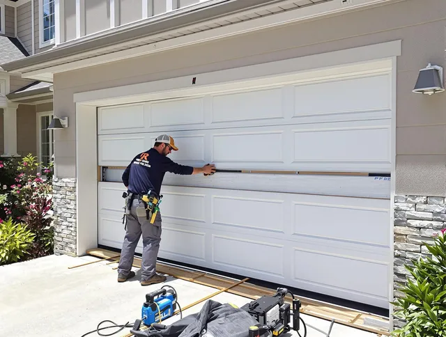 Wrentham Garage Door Repair team performing complete garage door replacement at Wrentham residence