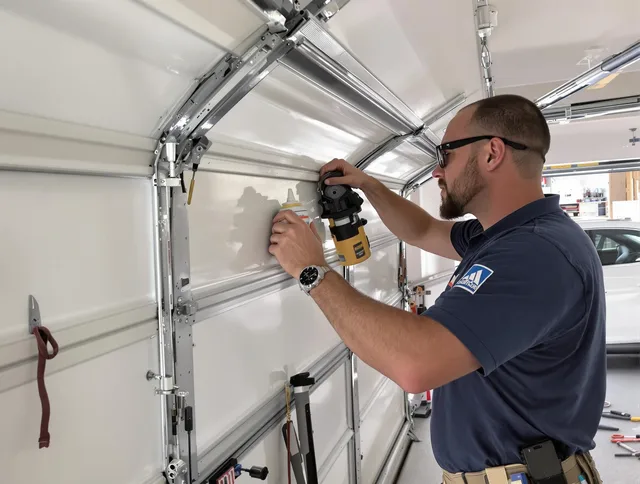 Wrentham Garage Door Repair technician quieting a noisy garage door in Wrentham