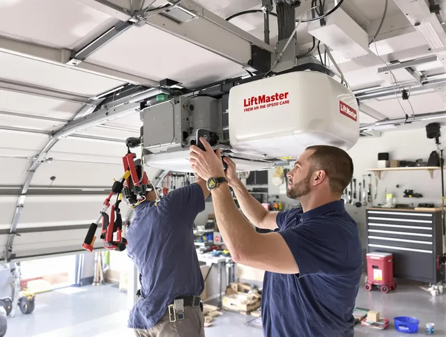 Wrentham Garage Door Repair technician performing advanced diagnostics on garage opener in Wrentham